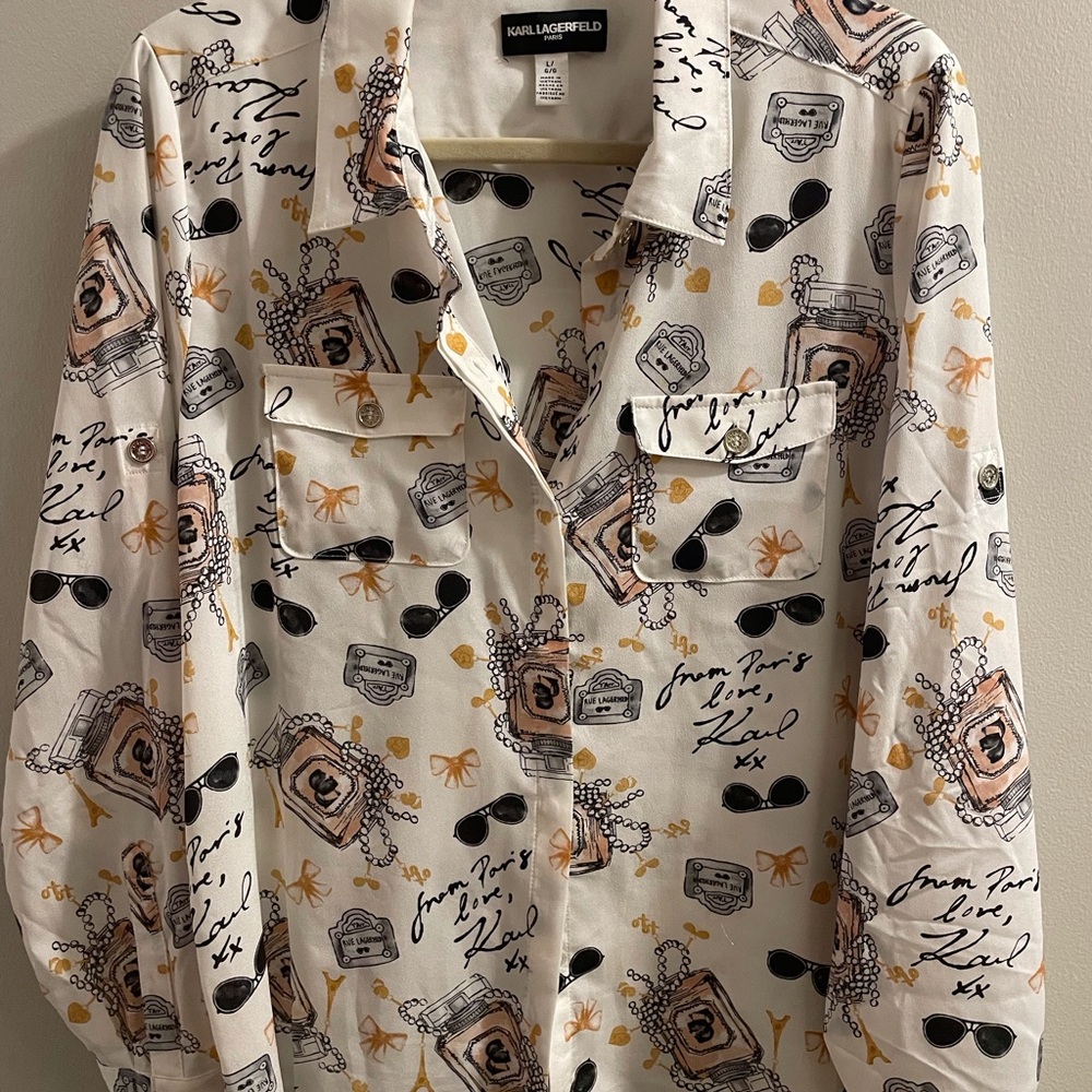 Karl Lagerfeld Love Carl Exclusive From Paris Design BlouseSize Large